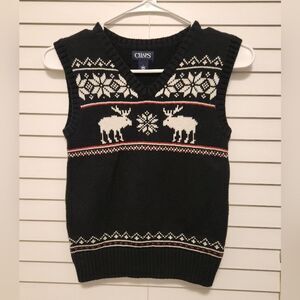 Chaps Boys Black and White V-Neck Sweater Vest Size 7
